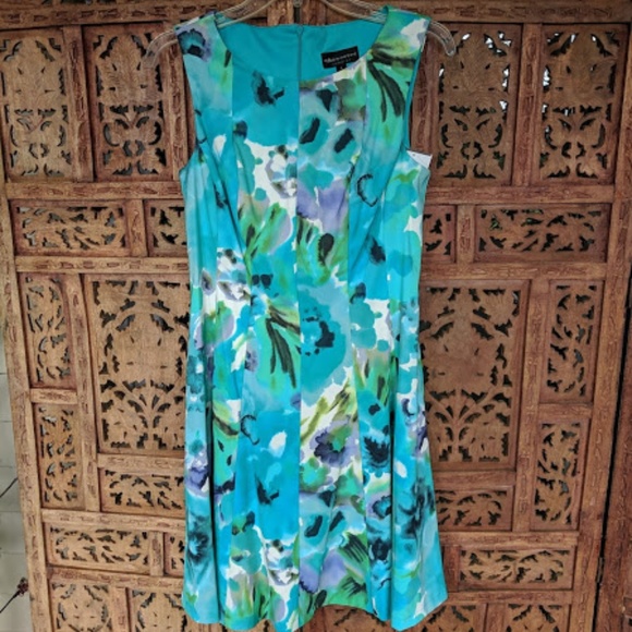 Women's Sleeveless Summer Dress Green Floral - Picture 1 of 2